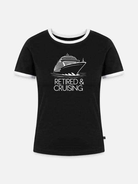 Ruhestand & Cruising Boat Life Print - Frauen Kontrast-T-Shirt - Schwarz/Weiß