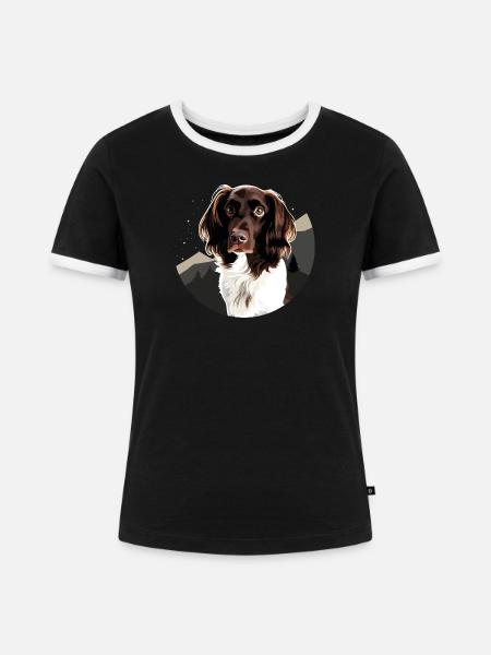 Kleiner Münsterländer Elegantes Hunde-Design - Frauen Kontrast-T-Shirt - Schwarz/Weiß