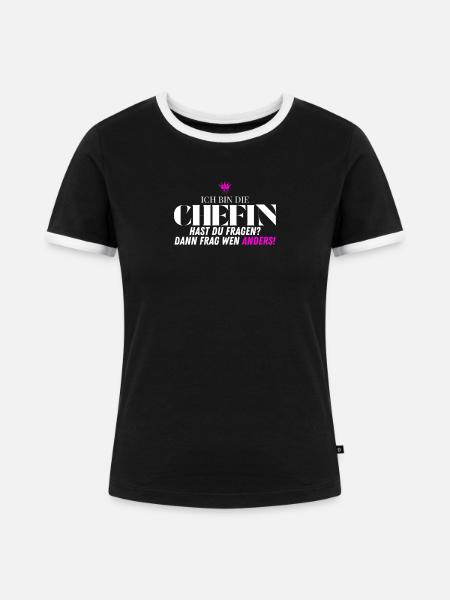 Chefin Frecher Bürohumor - Frauen Kontrast-T-Shirt - Schwarz/Weiß