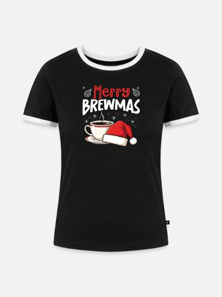 Merry Brewmas, Lustiges - Frauen Kontrast-T-Shirt - Schwarz/Weiß