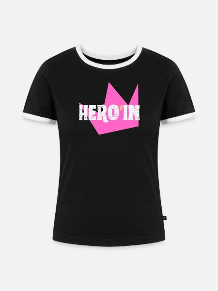 Heldin - Frauen Kontrast-T-Shirt - Schwarz/Weiß