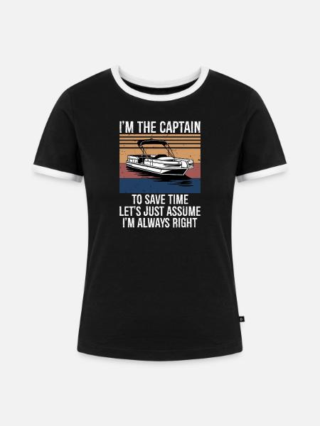 Captain of The Boat - Frauen Kontrast-T-Shirt - Schwarz/Weiß