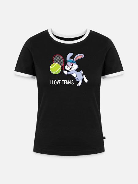 Ich liebe Tennis. - Frauen Kontrast-T-Shirt - Schwarz/Weiß