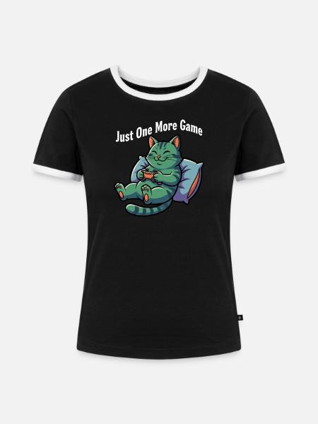 Nur Noch Ein Spiel Katze - Frauen Kontrast-T-Shirt - Schwarz/Weiß