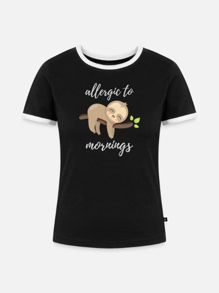 Allergisch gegen Morgen - Frauen Kontrast-T-Shirt - Schwarz/Weiß