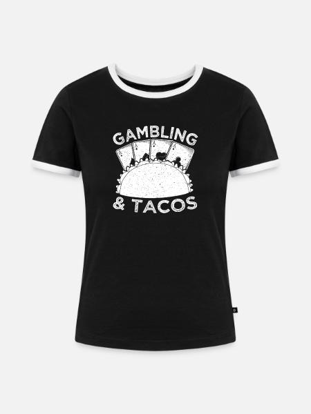 Casino Gambler Tacos Gambling - Frauen Kontrast-T-Shirt - Schwarz/Weiß