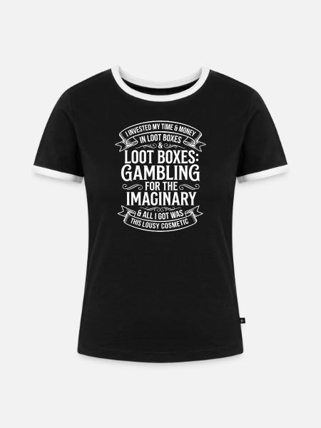 Lootbox Humor Fantasieglücksspiel - Frauen Kontrast-T-Shirt - Schwarz/Weiß