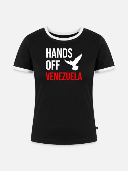 HANDS OFF VENEZUELA - Frauen Kontrast-T-Shirt - Schwarz/Weiß
