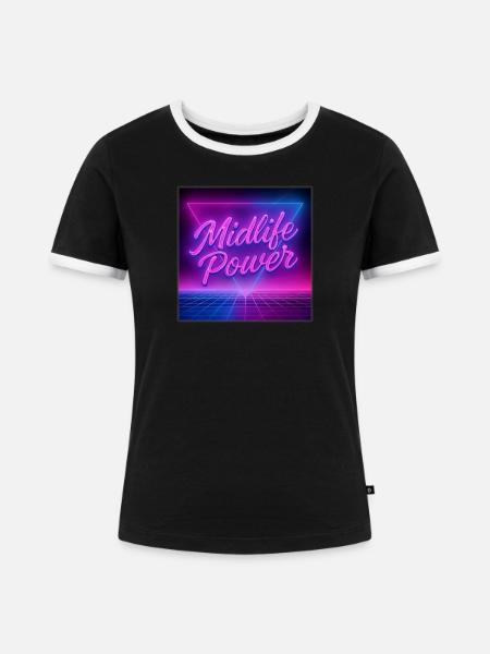 Midlife Power - Frauen Kontrast-T-Shirt - Schwarz/Weiß