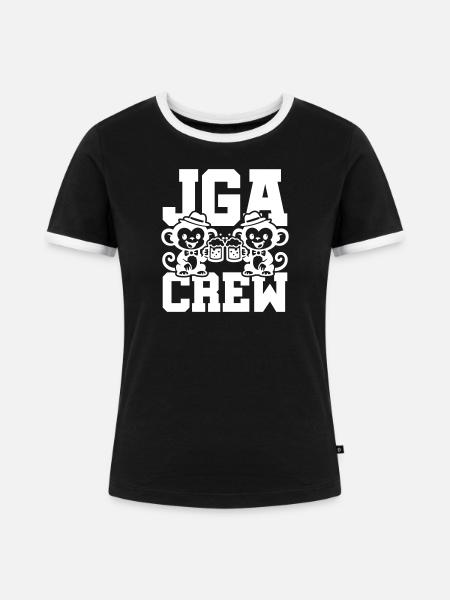 Jga Crew Junggesellenabschied Affe - Frauen Kontrast-T-Shirt - Schwarz/Weiß