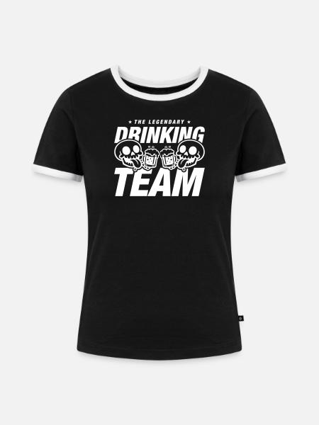 Drinking Team Skelett Bier - Frauen Kontrast-T-Shirt - Schwarz/Weiß