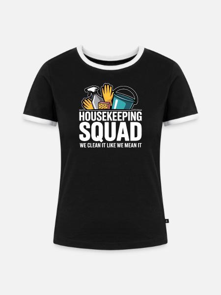 Lustiges Putzen Design - Frauen Kontrast-T-Shirt - Schwarz/Weiß
