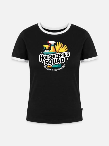Lustiges Putzen Design - Frauen Kontrast-T-Shirt - Schwarz/Weiß