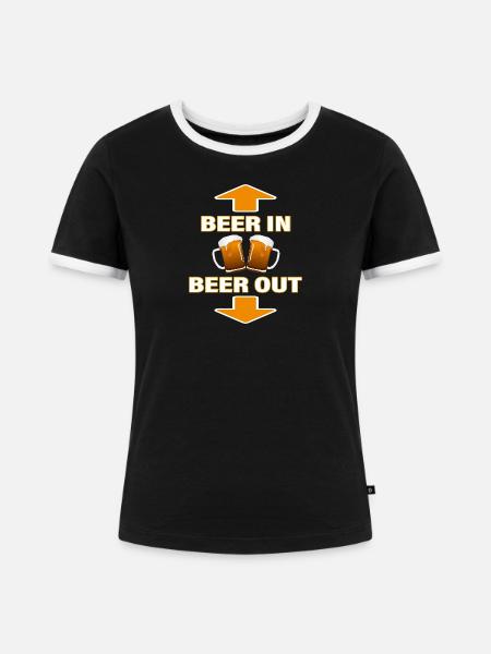 BEER IN - BEER OUT - Frauen Kontrast-T-Shirt - Schwarz/Weiß