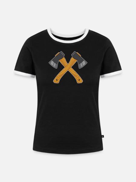 gekreuzte Achsen - Frauen Kontrast-T-Shirt - Schwarz/Weiß