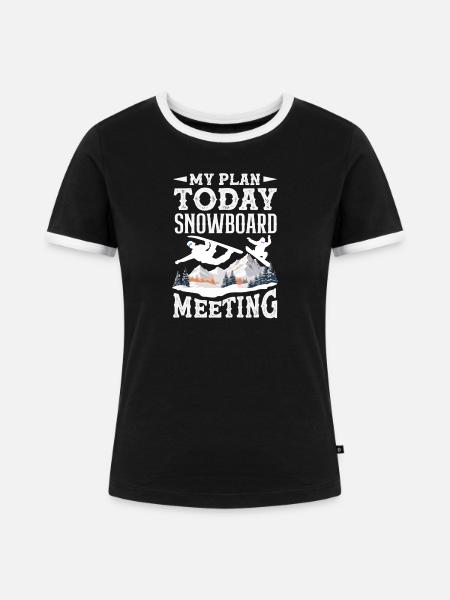 Snowboarden Snowboardtreffen Sessellift - Frauen Kontrast-T-Shirt - Schwarz/Weiß