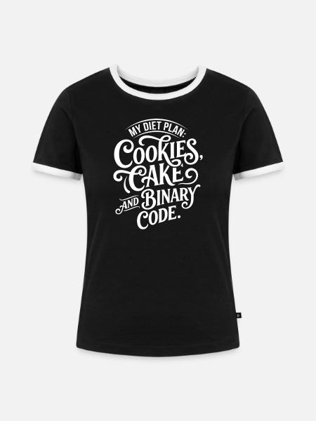 Cookies Kuchen Binärcode Design - Frauen Kontrast-T-Shirt - Schwarz/Weiß
