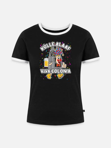 Köln Karneval Clown Dom - Frauen Kontrast-T-Shirt - Schwarz/Weiß