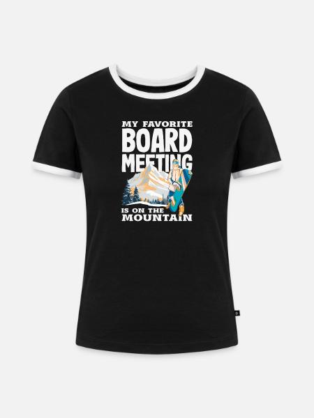 Snowboarden Snowboardtreffen Sessellift - Frauen Kontrast-T-Shirt - Schwarz/Weiß