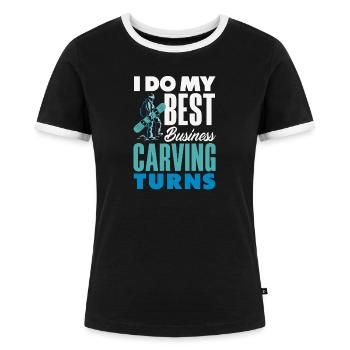 Snowboarden Snowboardtreffen Sessellift - Frauen Kontrast-T-Shirt - Schwarz/Weiß - Vorne - Selfina (174cm)