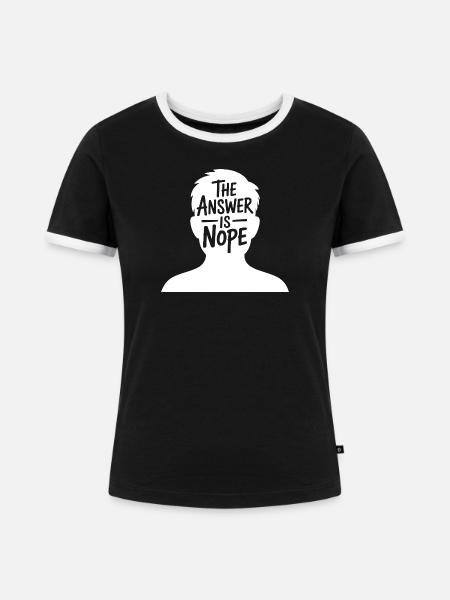 Die Antwort lautet: Nein - Frauen Kontrast-T-Shirt - Schwarz/Weiß