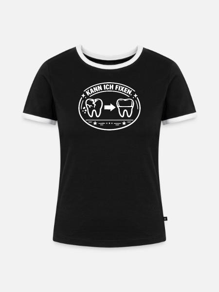 Zahntechniker – Kann ich fixen - Frauen Kontrast-T-Shirt - Schwarz/Weiß