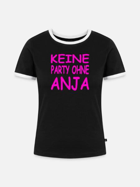 Anja - Frauen Kontrast-T-Shirt - Schwarz/Weiß