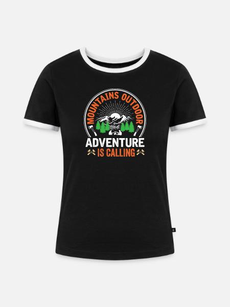 Berge – Das Abenteuer ruft - Frauen Kontrast-T-Shirt - Schwarz/Weiß