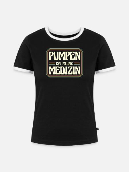Pumpen is meine Medizin - Frauen Kontrast-T-Shirt - Schwarz/Weiß