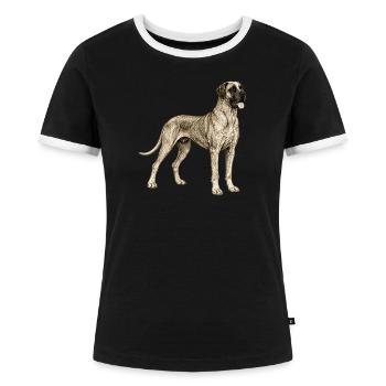 Dogge Vintage Illustration – Klassische Hundegrafi - Frauen Kontrast-T-Shirt - Schwarz/Weiß - Vorne - Selfina (174cm)
