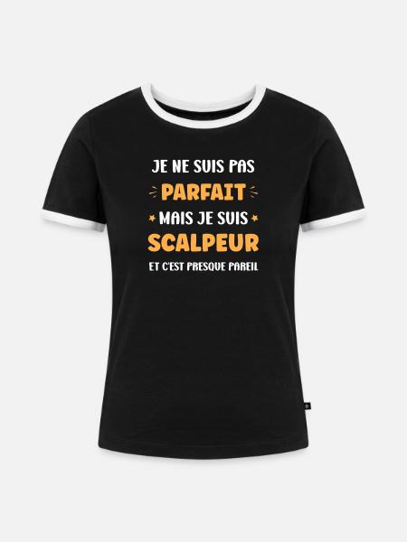 Perfekt? Nein, stylischer Scalper - Frauen Kontrast-T-Shirt - Schwarz/Weiß