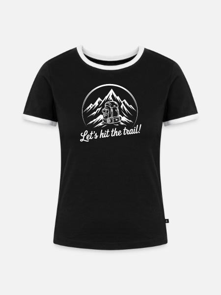 Bergpfad Abenteuer Rucksackdesign - Frauen Kontrast-T-Shirt - Schwarz/Weiß