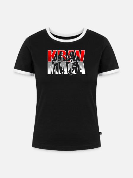 Krav Maga - Frauen Kontrast-T-Shirt - Schwarz/Weiß