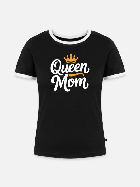 Queen Mom - Frauen Kontrast-T-Shirt - Schwarz/Weiß
