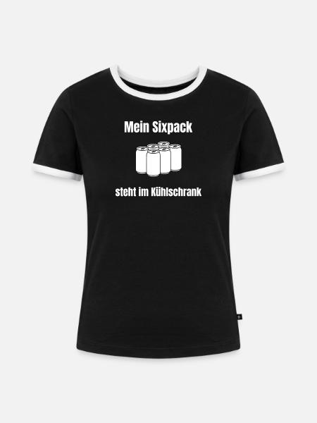 Mein Sixpack? Steht im Kühlschrank! - Frauen Kontrast-T-Shirt - Schwarz/Weiß