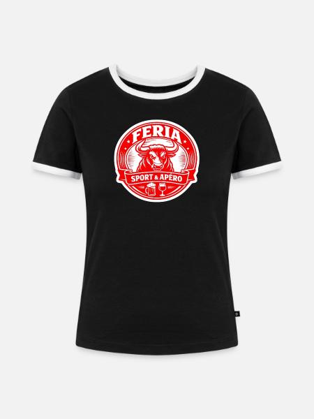 Feria Taureau Sport Apéro - Frauen Kontrast-T-Shirt - Schwarz/Weiß