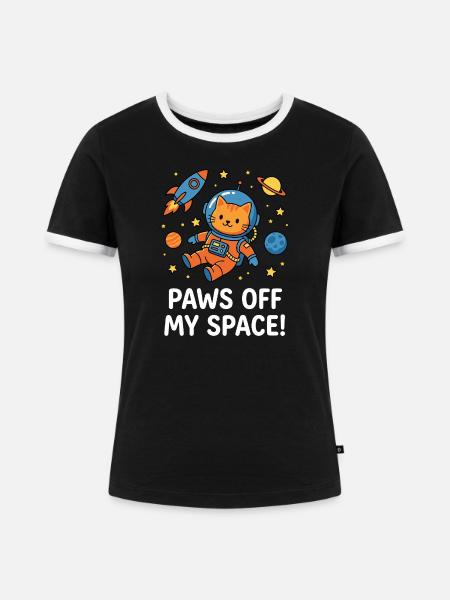 Paws Off My Space! - Frauen Kontrast-T-Shirt - Schwarz/Weiß