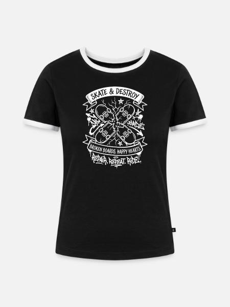 Skate and Destroy - Frauen Kontrast-T-Shirt - Schwarz/Weiß