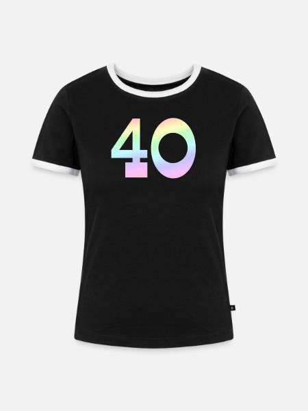 40 Jahre Gradientzahlen - Frauen Kontrast-T-Shirt - Schwarz/Weiß