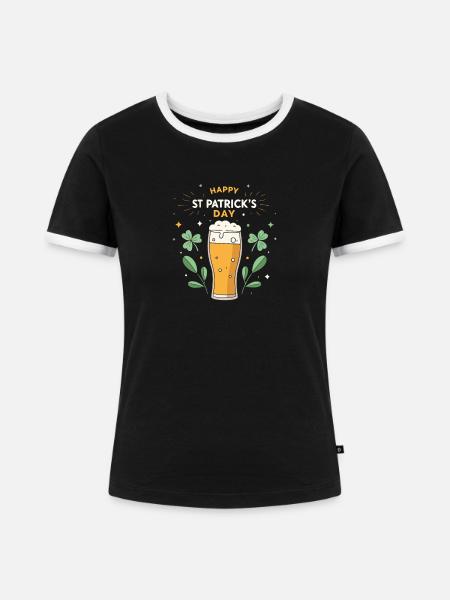 St. Patrick's Day Festbier - Frauen Kontrast-T-Shirt - Schwarz/Weiß