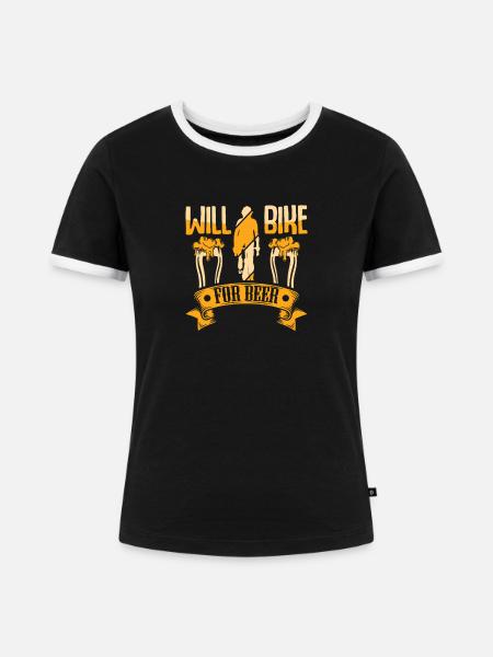 Fahradfahrer Bier Spruch Radtour Biertrinker - Frauen Kontrast-T-Shirt - Schwarz/Weiß
