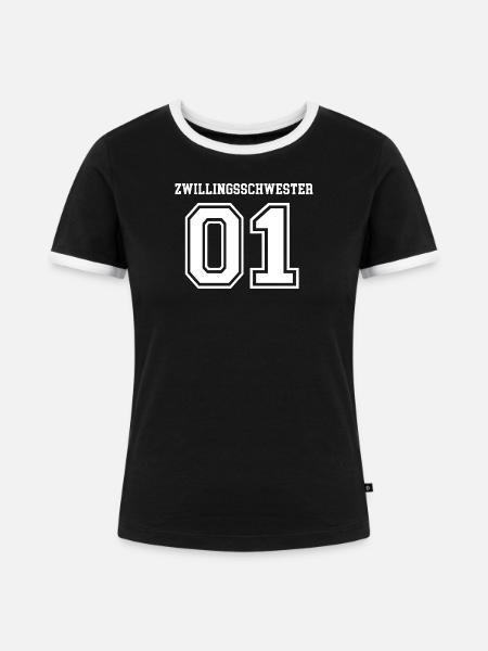 Zwillingsschwester Zwilling Schwestern Mädchen 01 - Frauen Kontrast-T-Shirt - Schwarz/Weiß