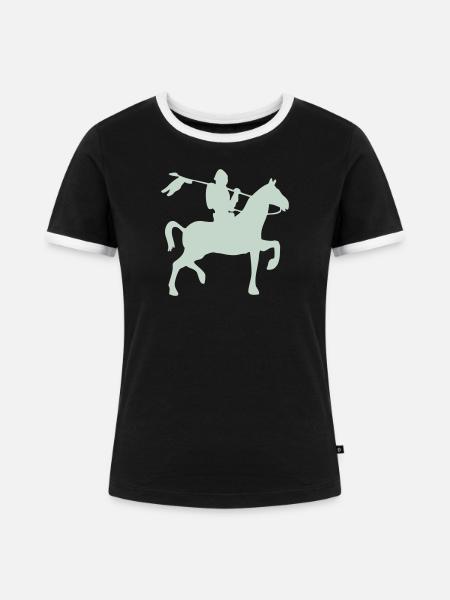 Ritter Krieger auf ein Pferd - Frauen Kontrast-T-Shirt - Schwarz/Weiß