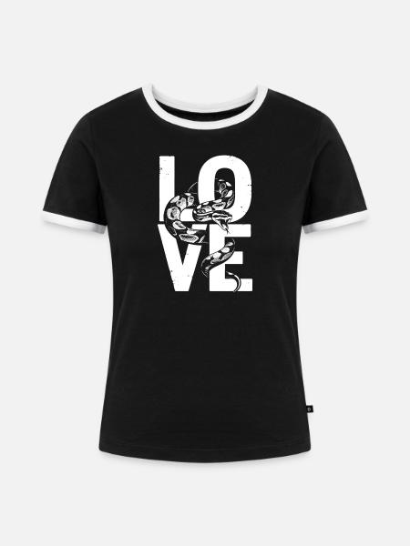 Königspython Schlangen LOVE Terrarium Python - Frauen Kontrast-T-Shirt - Schwarz/Weiß
