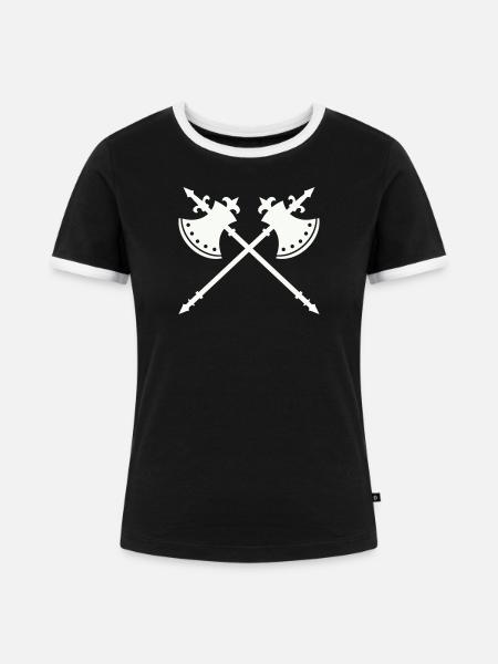 Kreuzende Kriegäxte - Frauen Kontrast-T-Shirt - Schwarz/Weiß