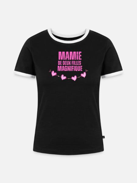 Die wunderschöne Oma beider Mädchen - Frauen Kontrast-T-Shirt - Schwarz/Weiß