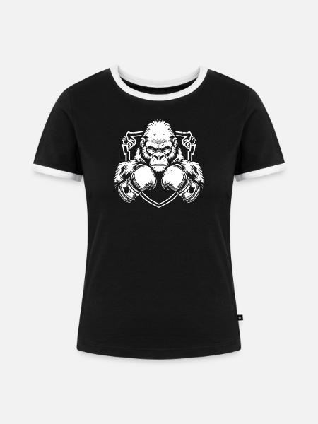 Gorilla Boxen MMA - Frauen Kontrast-T-Shirt - Schwarz/Weiß