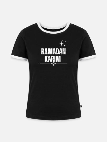Ramadan Karim Gute Grüße - Frauen Kontrast-T-Shirt - Schwarz/Weiß