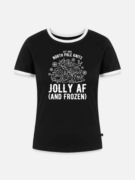 North Pole Knits – Jolly AF - Frauen Kontrast-T-Shirt - Schwarz/Weiß