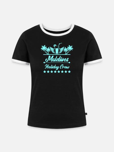 Maldives Holiday Crew - Frauen Kontrast-T-Shirt - Schwarz/Weiß